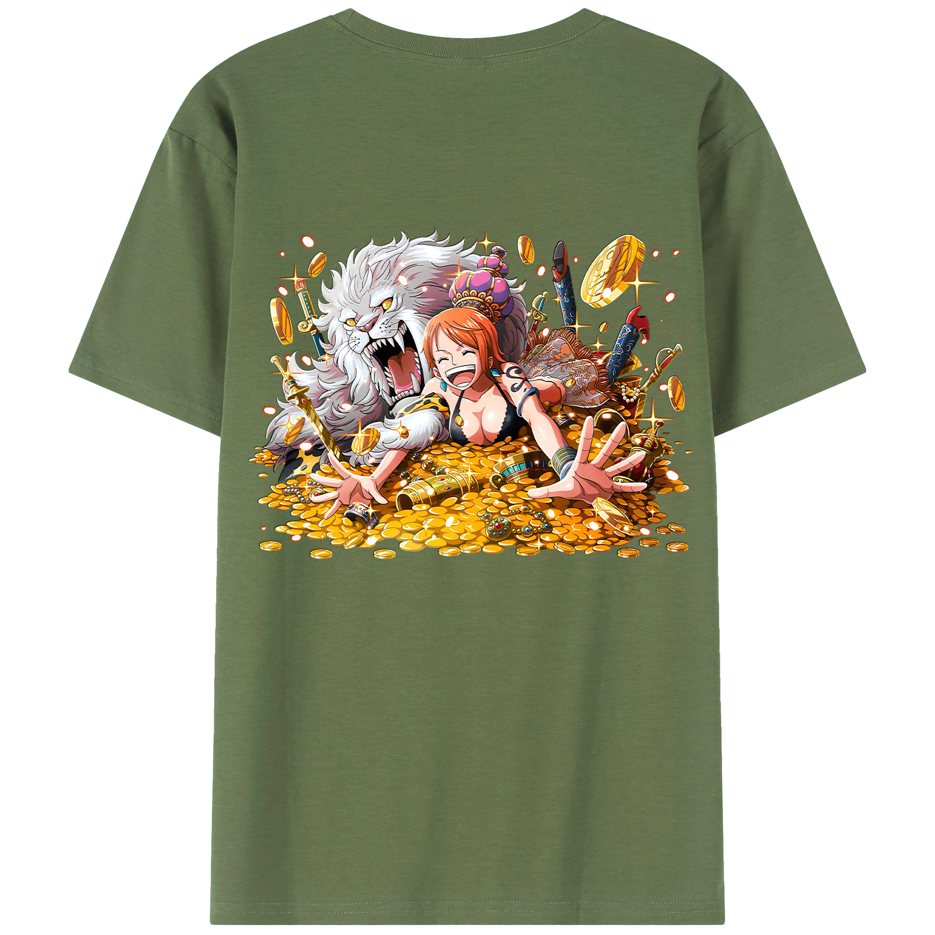 （画像用） ワンピース ナミ ONE PIECE Nami 綿100％ メンズ半袖Tシャツ（バックプリント） 通気性